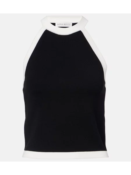 Top Nina Ricci tricotate cu gât halter negru