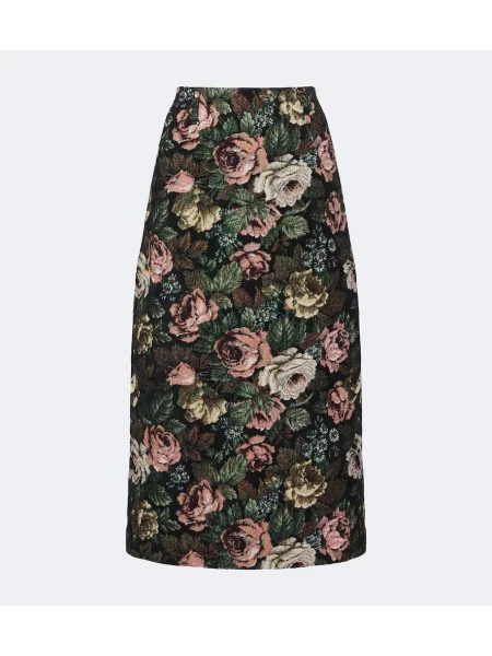 Fustă midi Dries Van Noten cu model floral din jacard