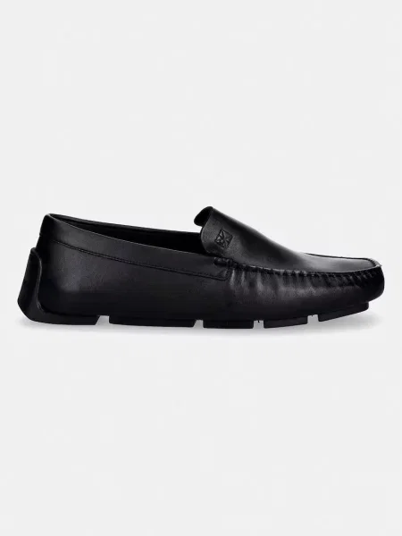Calvin Klein mokasini usnjeni DRIVER PENNY EMBL LTH črna
