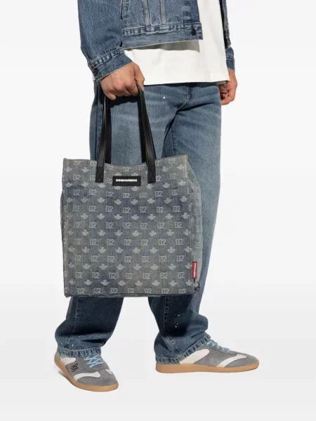 Geantă Dsquared2 din jacard albastru