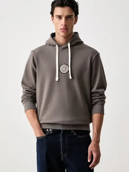 Armani Exchange hanorac cu glugă pentru bărbați din cu maro