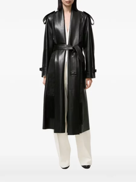 Palton Burberry din piele negru