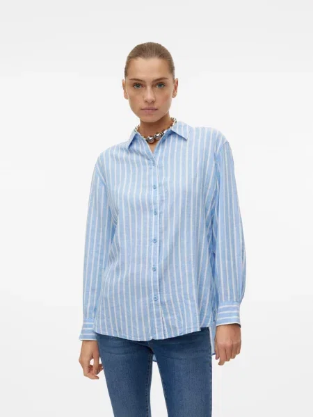 VERO MODA Bluză Linn / alb murdar albastru