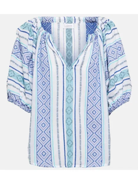 Top Velvet de catifea cu imagine albastru