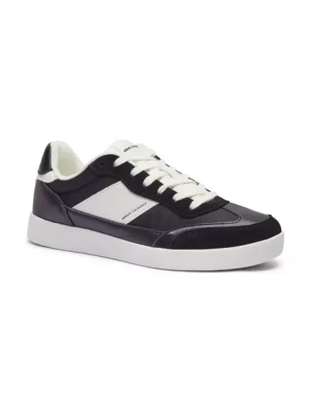 Armani Exchange Sneakers cu adaos de piele negru