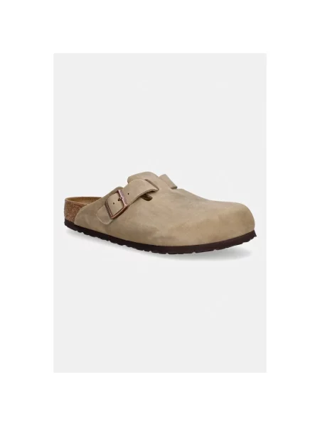 Birkenstock klapki nubukowe Boston brązowy beżowe