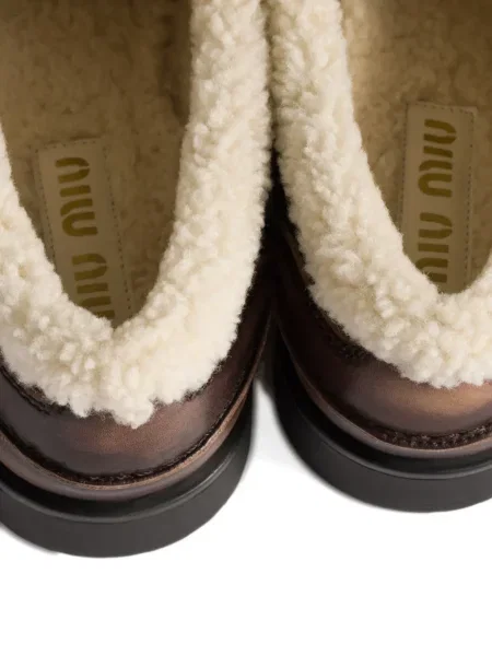 Pantofi loafer Miu Miu din piele maro