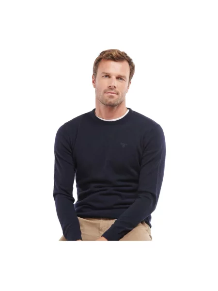 Sweter Barbour wełniany klasyczny niebieski