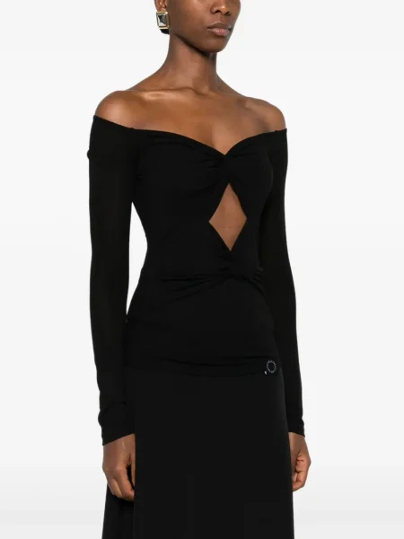Tricou mânecă lungă Stella Mccartney cu decolteu în V negru