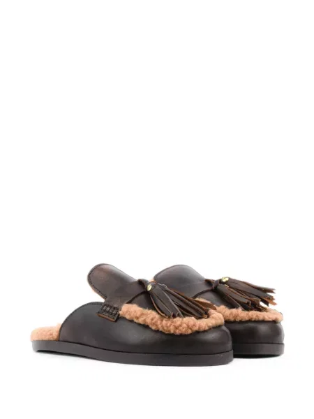 Papuci tip mules Posa din piele de oaie maro