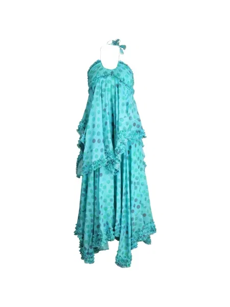 Миди рокля Alexis на точки с волани до коляното синьо