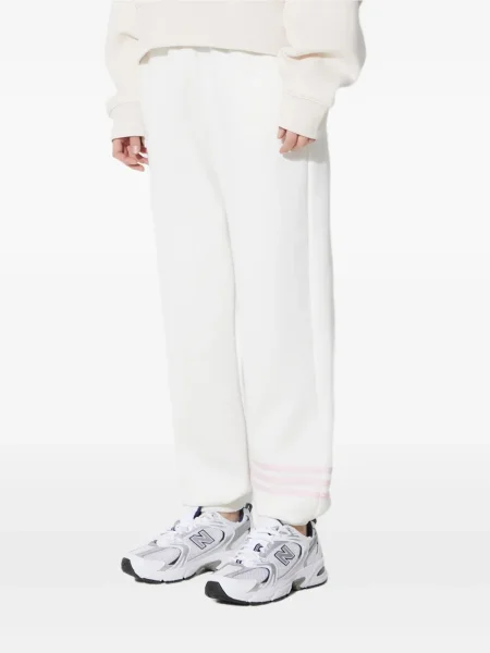 Pruhované oblekové kalhoty Adidas s výšivkou bílé