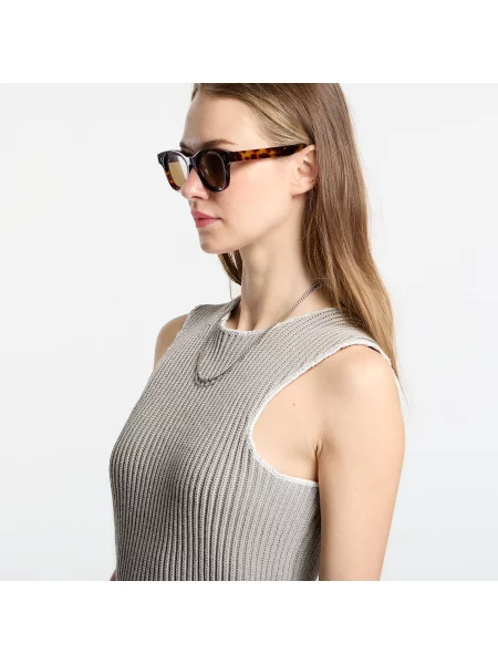 Ribbed Knit Sleeveless Top Grey L gri