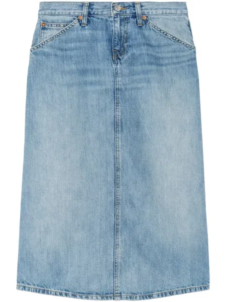 Fustă din denim Re/done până la genunchi albastru