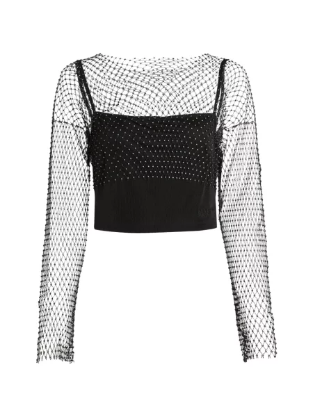 Top Karl Lagerfeld Jeans plasă negru