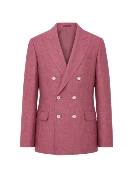 Costum Brunello Cucinelli cu două rânduri de nasturi roșu