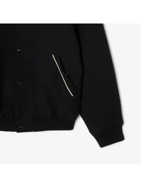 Lacoste Wełniana Kurtka Varsity Z Naszywkami czarny