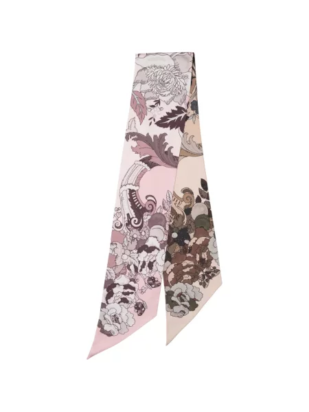 Fular Elizabetta de mătase cu model floral cu imagine roz