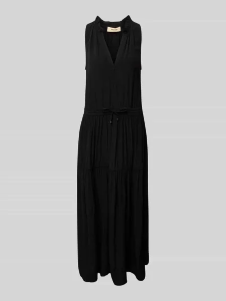 Długa sukienka z kołnierzem z lamówką model ‘Sabri’ Mos Mosh czarna