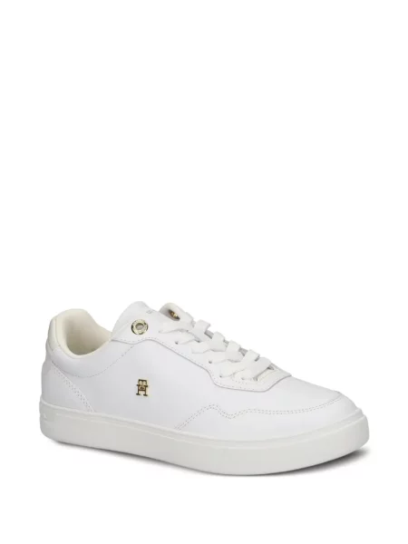 Δερμάτινα sneakers Tommy Hilfiger με κορδόνια λευκό