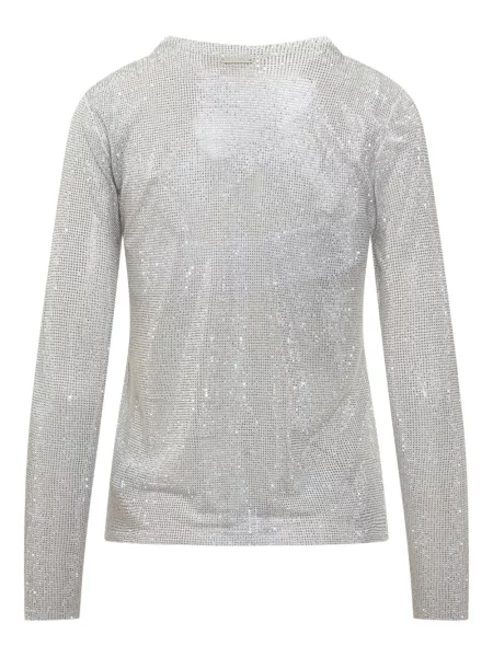 Top Michael Michael Kors cu paiete de costum cu decolteu rotund argintiu