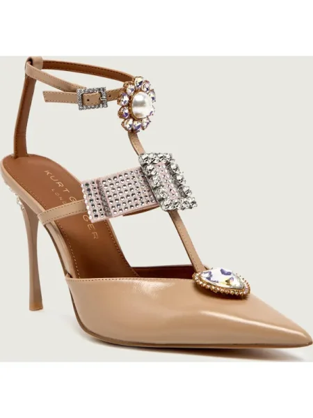 Pantofi cu toc Kurt Geiger London cu funde din piele bej