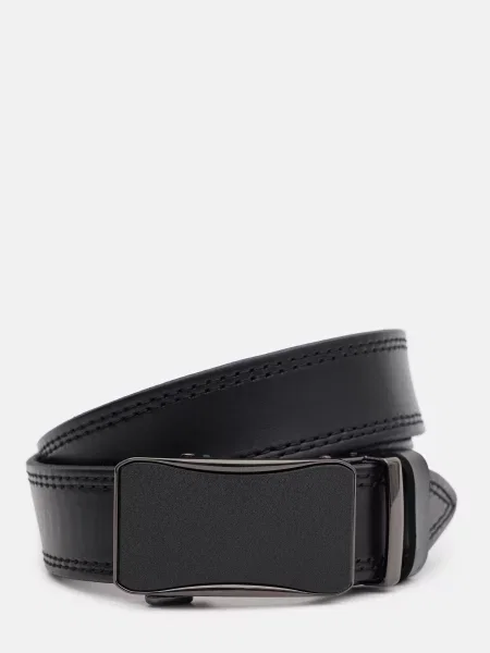 Шкіряний ремінь Borsa Leather з ремінцями чорний