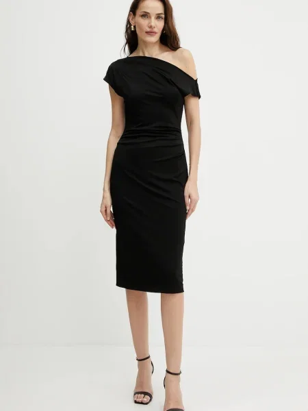 Sukienka o dopasowanym kroju z mieszanki model ‘ETRIMI’ Boss czarna