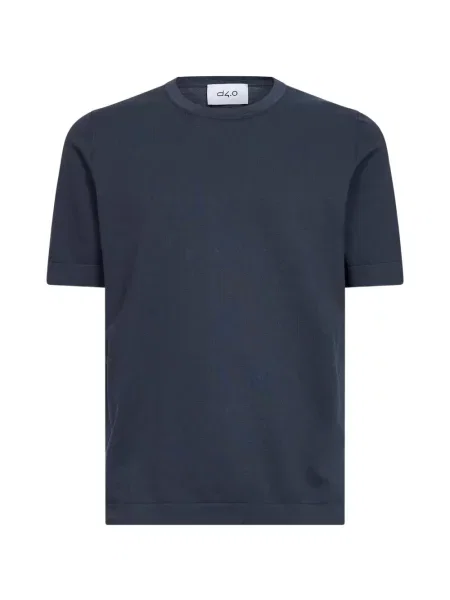 Tricou D4.0 cu decolteu rotund cu nervuri albastru