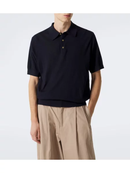 Tricou polo Arch4 din cașmir albastru