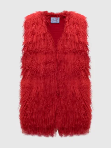 Жилет з хутра Prada червоний