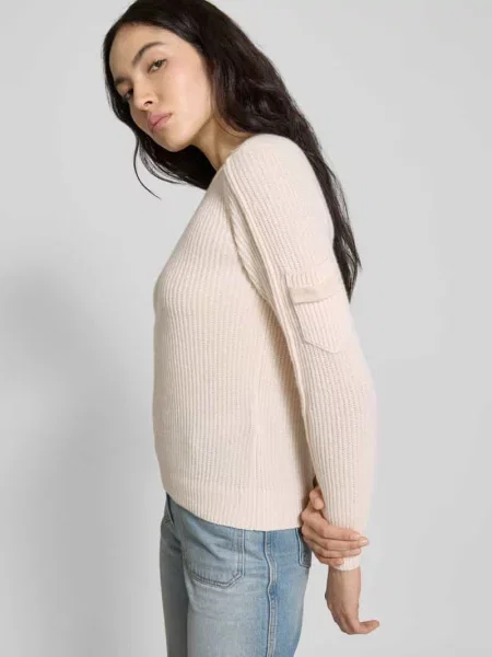 Sweter z prążkowanym ściągaczem Victoria Beckham różowy