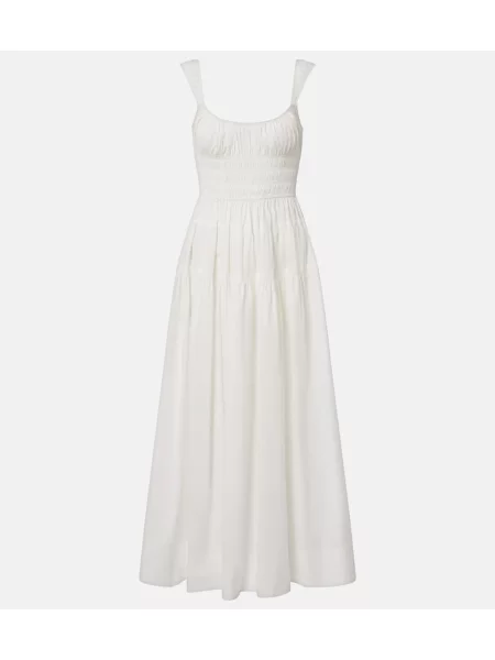 Rochie midi Dôen din poplin alb