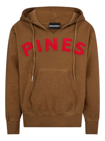 Hanorac cu glugă Dsquared2 cu glugă cu aplicații maro