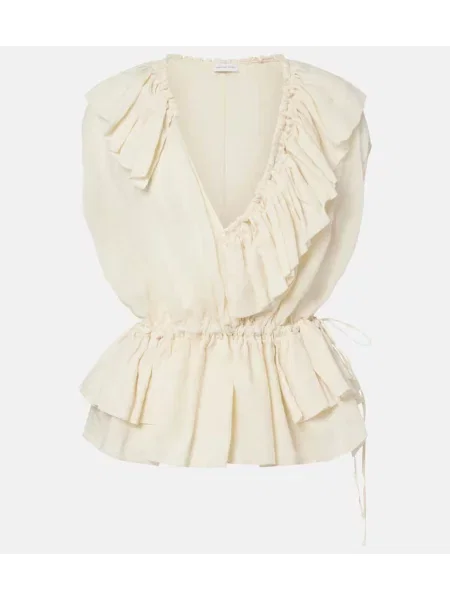 Cu peplum top Dries Van Noten cu volane alb