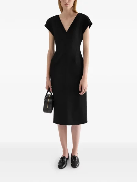 Rochie Jil Sander de lână cu decolteu în V negru