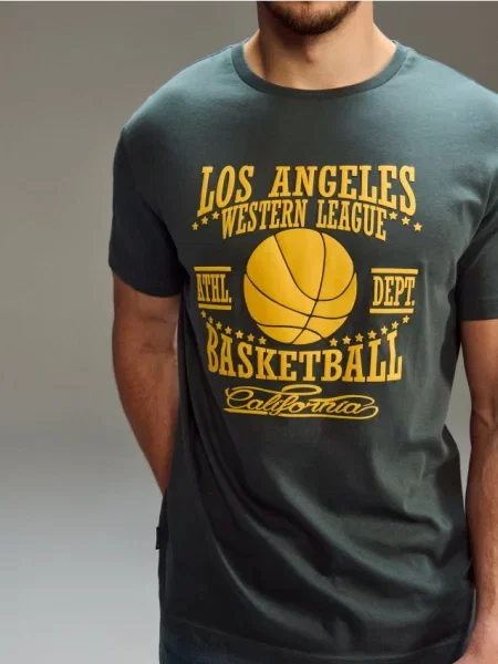 Sinsay oversize tričko s potiskem zelená