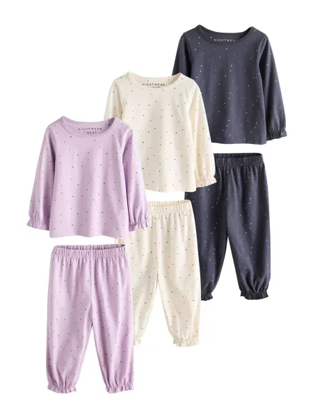 Next Pijamale bleumarin / mov liliachiu / roșu / lână alb