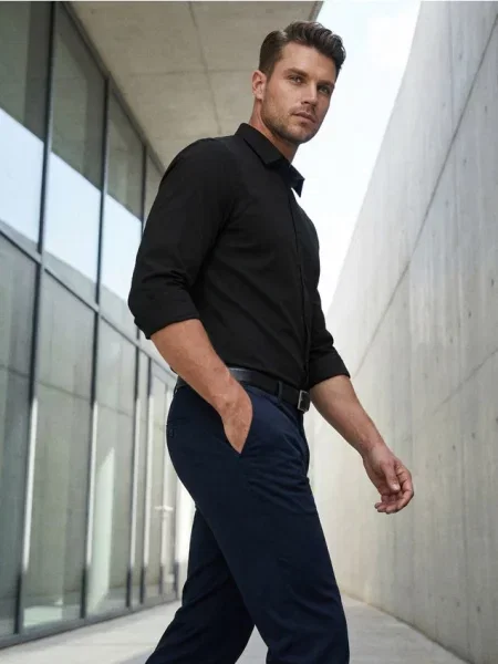 Sinsay Hladká košile basic černá