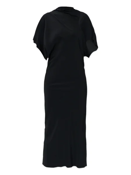 Rochie midi Rick Owens drapată până la genunchi de costum negru