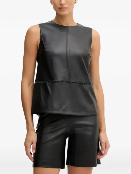 Top Sisley din piele negru