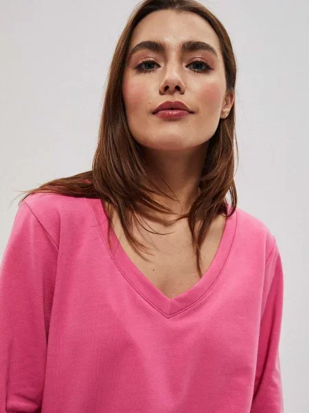 Hanorac Marisse cu decolteu în V roz