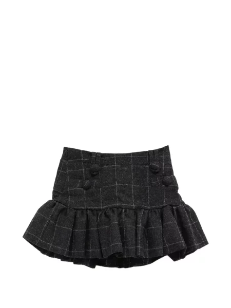 Fusta mini Vaquera în carouri cu volane gri