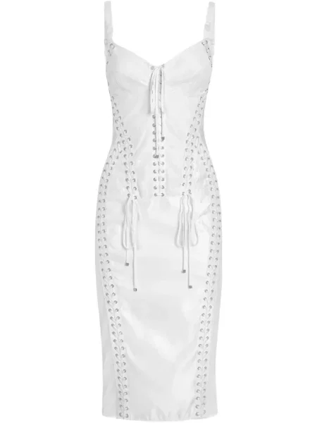 Rochie midi Dolce & Gabbana transparente până la genunchi de costum alb