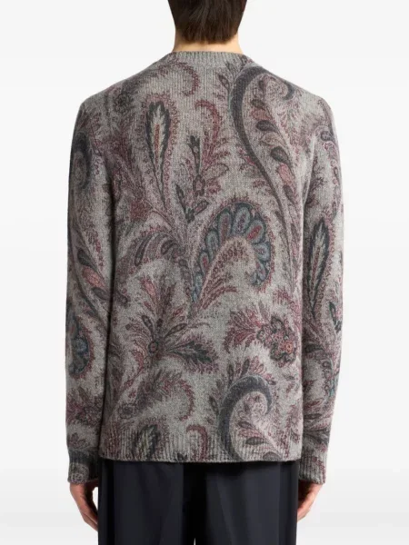 Pulover Etro cu model paisley din jacard gri