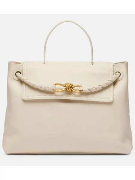 Geanta de piele Bottega Veneta Handle din piele alb