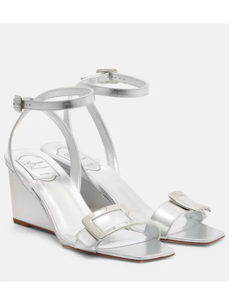 Sandale Roger Vivier din piele argintiu