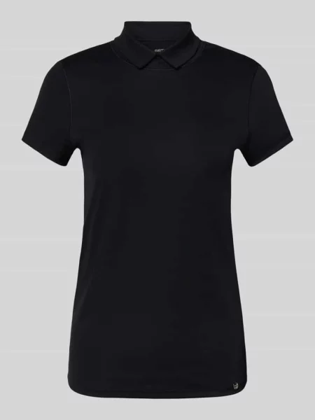 T-shirt o kroju slim fit z kołnierzykiem polo Marc Cain czarne
