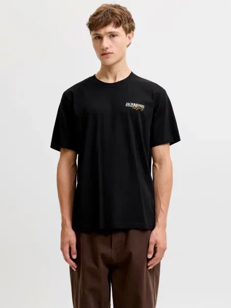 JACK & JONES Tricou JJJADE portocaliu / negru alb
