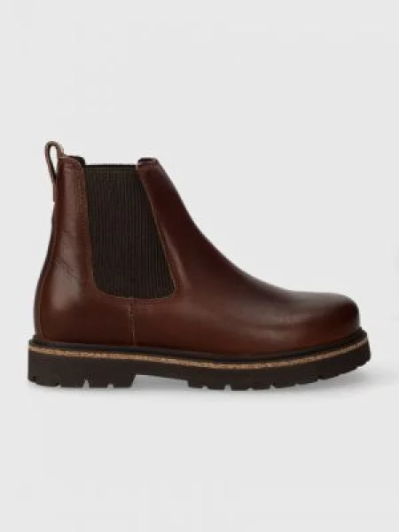 Кожени боти Birkenstock с равна подметка кафяво